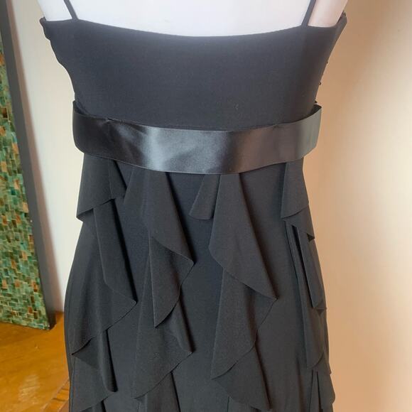 Vintage Cache Black Sequins Ruffled Spaghetti Straps Dress Size 8 Rhinestone - Picture 11 of 14